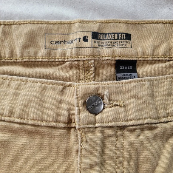 Carhartt Rugged Flex Relaxed Fit Canvas Work Pants Mens 38x30 Tan BN2291-M - Picture 1 of 7